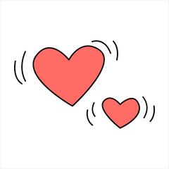 Valentine's Day motion love hearts doodle vector illustrations colored hand drawn	
