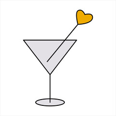 Valentine's Day cocktail love heart doodle vector illustrations colored hand drawn	
