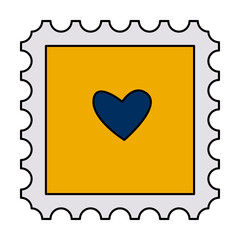 Valentine's Day postage stamp love heart doodle vector illustrations colored hand drawn	
