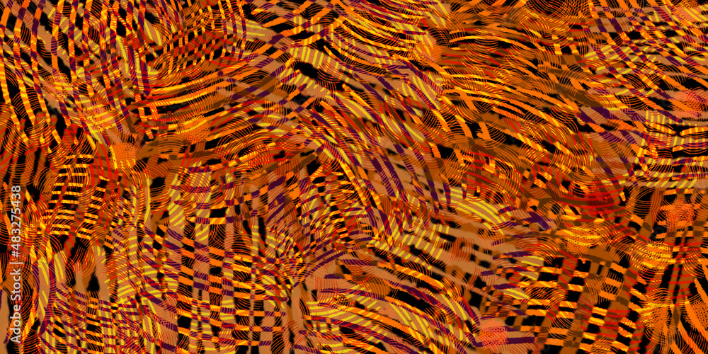 Poster parallel arcs are grouped. the groups overlap and intersect to form grids on a dark background. abst