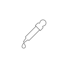 Pipette dropper icon with a drop. Vector illustration in line style. Linear outline. 