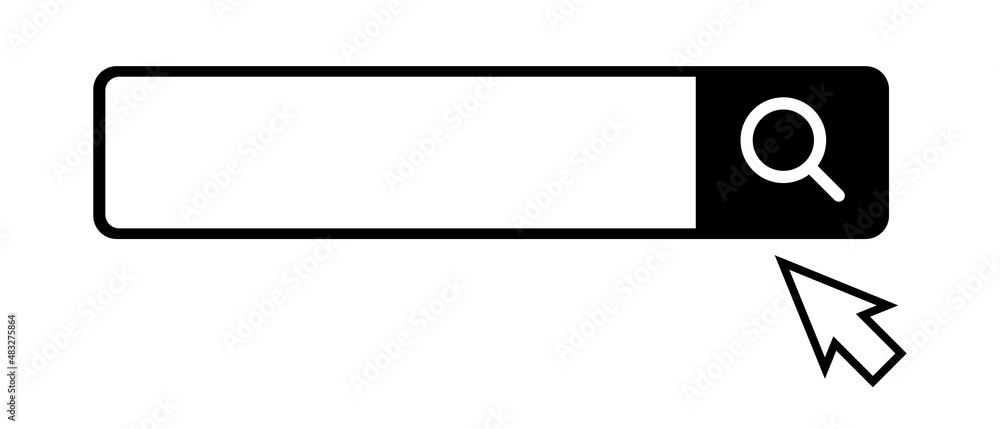 Poster search bar and mouse cursor. internet search vectors.