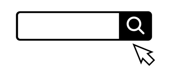 Search bar and mouse cursor. Internet search vectors.