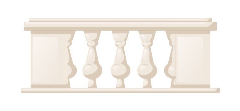 recommend clip art: Balustrade with balusters for fencing. Palace decorative railing. Balcony handrail with pillars and gaps. Castle architecture. Realistic flat vector illustration isolated on white background