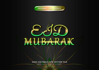 Fototapeta na wymiar editable eid mubarak gold text effect