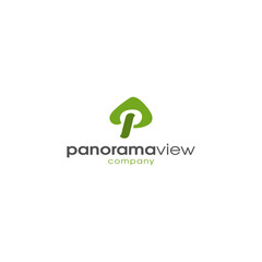 Panorama view  Vector logo illustrations.