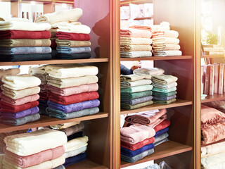 Terry towels in dry goods store