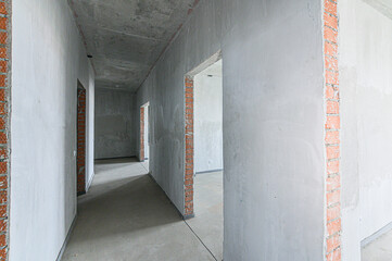Russia, Moscow- May 19, 2020: interior apartment rough repair for self-finishing. interior...