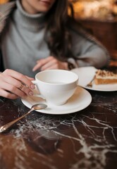 woman drinking coffee