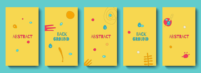 Trendy set of templates for social media. Abstract floral background for social media stories. Editable vector illustration in style 80s - 90s