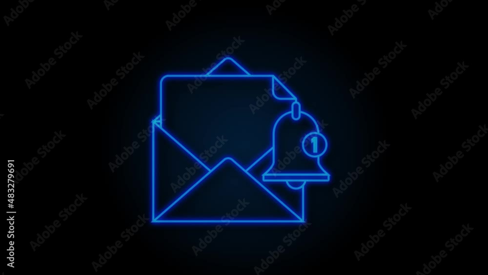Poster enable reminder notification. email notification neon icon. message alert. motion graphic.