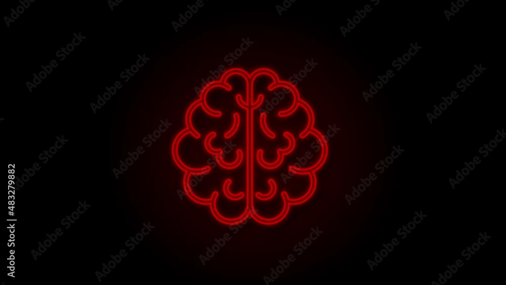 Aufkleber brain neon icon. digital brain in hand. neural network. iq testing. brainstorm think idea. motion gr