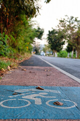 Road bike lane, Way of bike, Bicycle lane symbol.