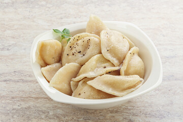 Russian traditional Vareniki - dumplings with potato