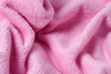 Fototapeta na wymiar pink plush plaid background, fluffy texture