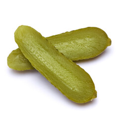 Tasty Whole green cornichon isolated on a white background