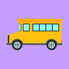 School Bus Cartoon Flat Vector Illustration