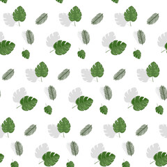 Vector seamless pattern of palm leaves with shadow on a white background. Pattern for textiles. wrapping paper, clothes.