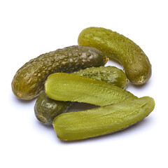 Tasty Whole green cornichon isolated on a white background