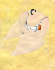 Gordijnen watercolor painting. abstract woman portrait. illustration.   © Anna Ismagilova