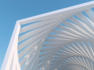 Abstract white parametric architecture fragment. 3d