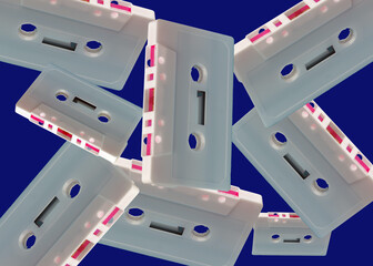 pile of scattered audio cassettes