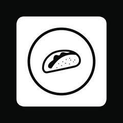 Taco icon, minimal line web icon. Fast food vector illustration isolated in square on black background