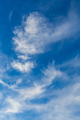 Fototapeta na wymiar Cirrus and Stratus clouds in dramatic blue sky over Cape Town