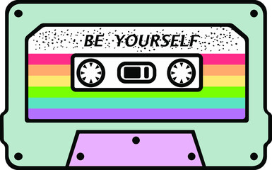 audio cassette cartoon style