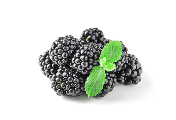 handful of fresh tasty blackberries isolated on white background