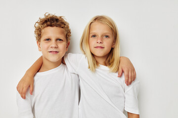 Boy and girl Friendship posing together childhood unaltered