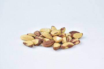 Brazil nuts with a white photo background taken top view
