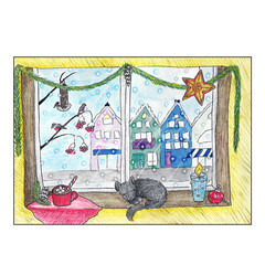 Winter holidays card in watercolor