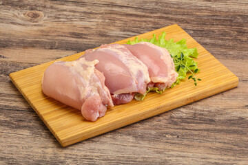 Raw chicken boneless and skinless leg