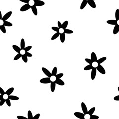 Beautiful vintage pattern. Black flowers . White background. Floral seamless background. An elegant template for fashionable prints.
