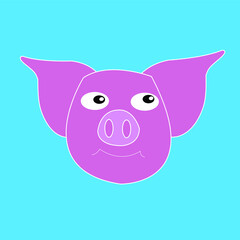 this pig is so cute isolated on light blue