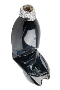 marijuana bong made from a plastic bottle and foil isolated on white background