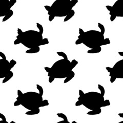 B & W turtles silhouette pattern