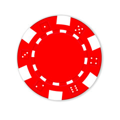 Red poker chip isolated on a white background