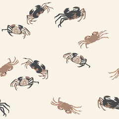 Japanese Walking Crab Vector Seamless Pattern