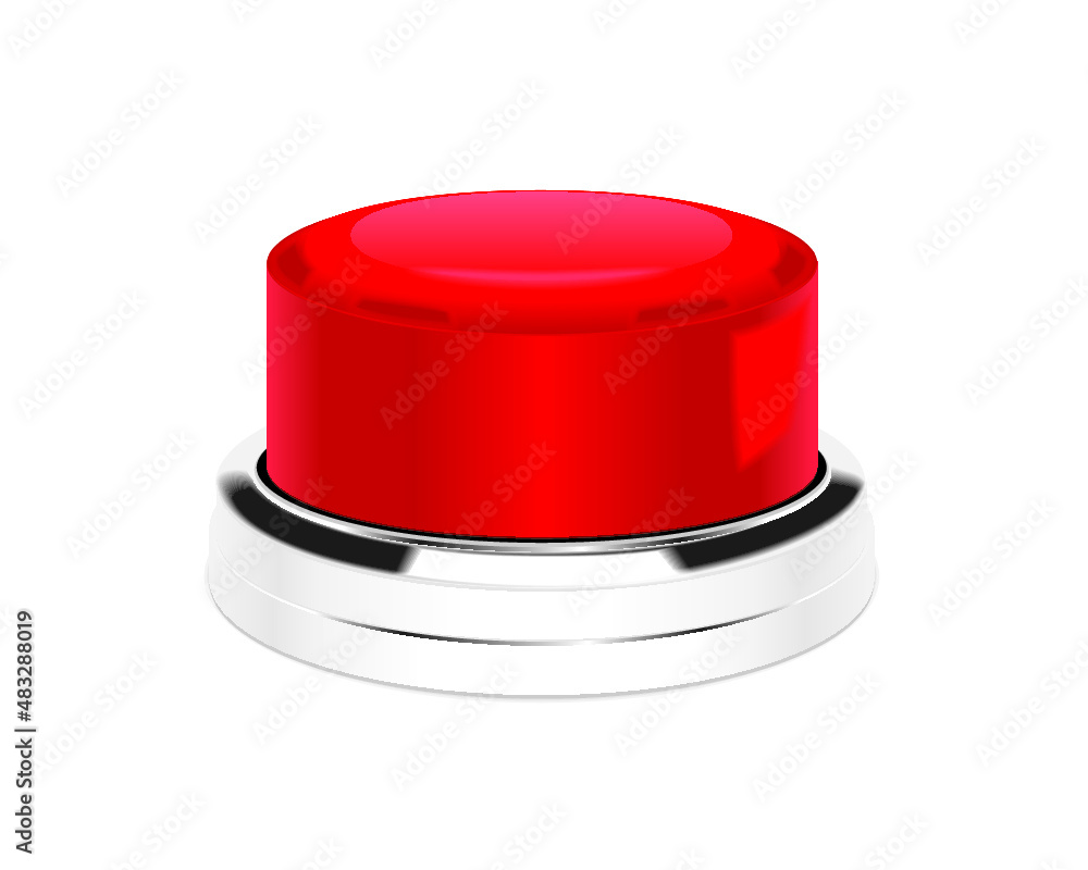Poster red push button isolated on a white background