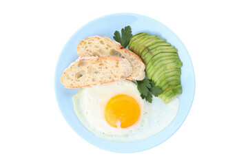 Plate with tasty breakfast isolated on white background