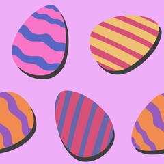 Seamless Easter egg pattern on pink background 