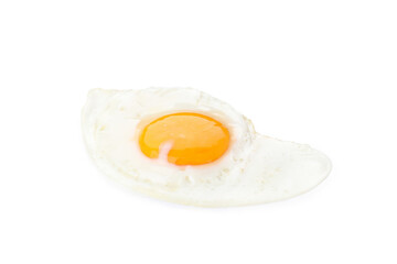 Fried eggs isolated on white background, close up