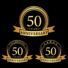 50 years anniversary logo collections. Set of 50th Anniversary logotype template. Vector and illustration.