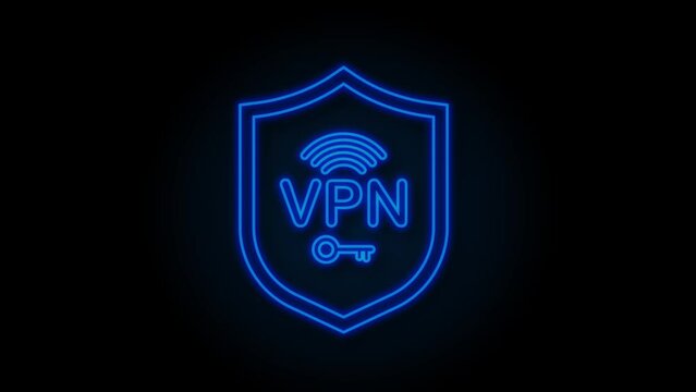 Neon Secure VPN connection concept with hands. Hnads holding vpn sign. Virtual private network connectivity overview. Motion Graphic