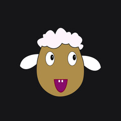 goat's face is so cute isolated on black background