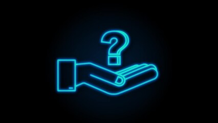 Glitch question mark in hands for concept design. Technology Motion Graphic. - Powered by Adobe