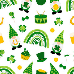 Seamless pattern Patrick's day Gnomes vector illustration