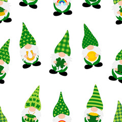 Seamless pattern Patrick's day Gnomes vector illustration